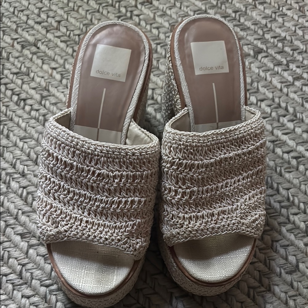 Dolce Vita Cream Knit Sandals